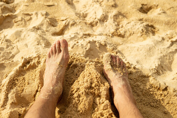 feet on the beach, sea sand