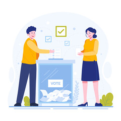 Man and woman participate to vote at election time