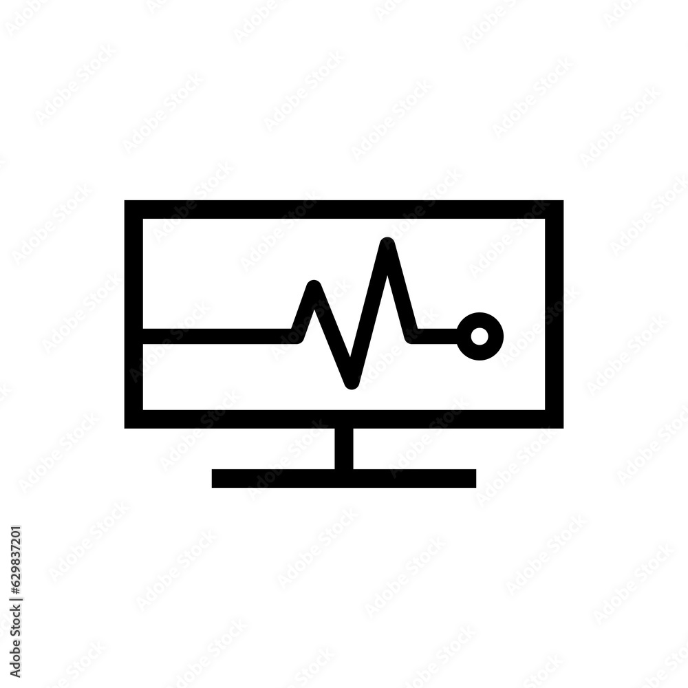 Poster monitor with cardiogram icon isolated on transparent background