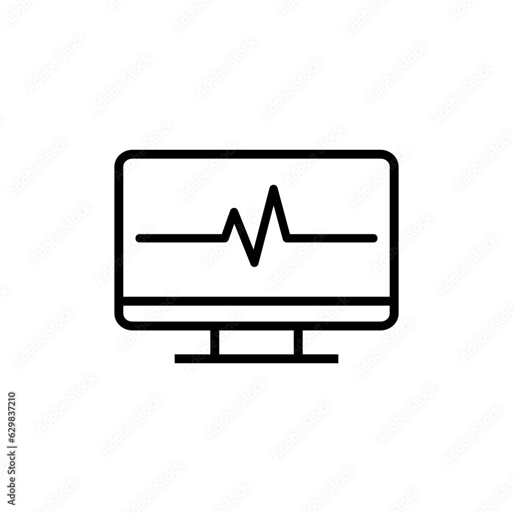 Poster monitor with cardiogram icon isolated on transparent background