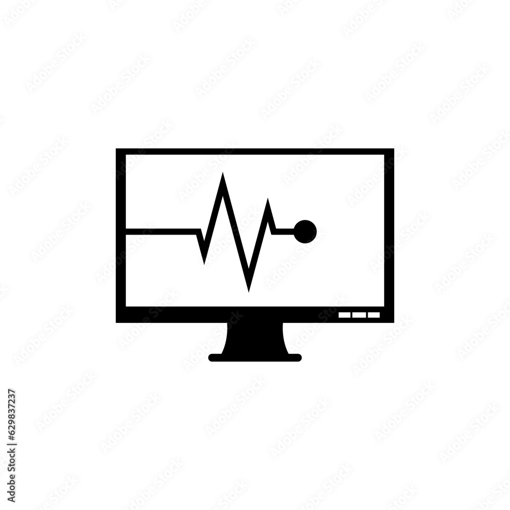 Poster monitor with cardiogram icon isolated on transparent background