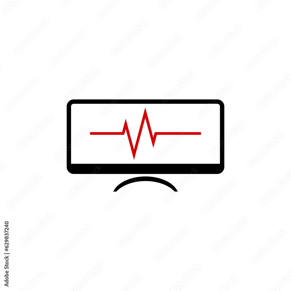 Poster monitor with cardiogram icon isolated on transparent background