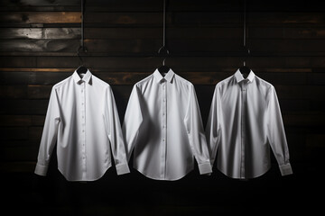 Man white shirts on black background. Ai generative.
