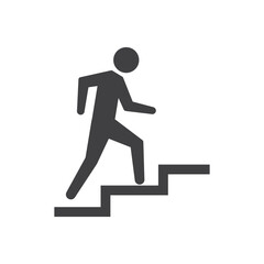 Fototapeta na wymiar Man climbing stairs icon simple silhouette flat style vector illustration.