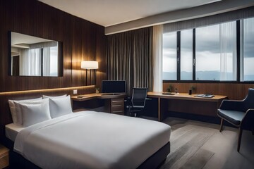 luxury modern hotel Interior design.The big modern Bedroom
