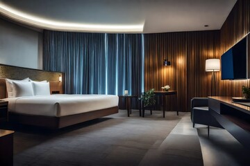 luxury modern hotel Interior design.The big modern Bedroom

