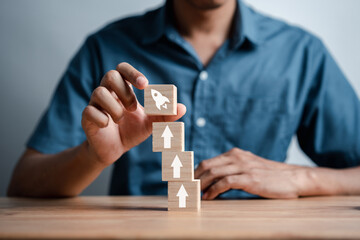 Business growth success achievement with rocket ship concept, start planning to growth business and...
