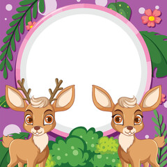 Blank Banner Template with Deer Vector © blueringmedia