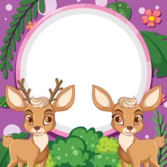 Blank Banner Template with Deer Vector © blueringmedia