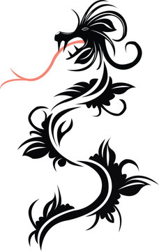 black and white dragon tattoo 
