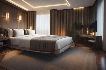 modern hotel Interior design.The big modern Bedroom

