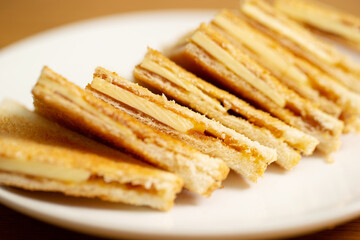 Kaya toast on a plate