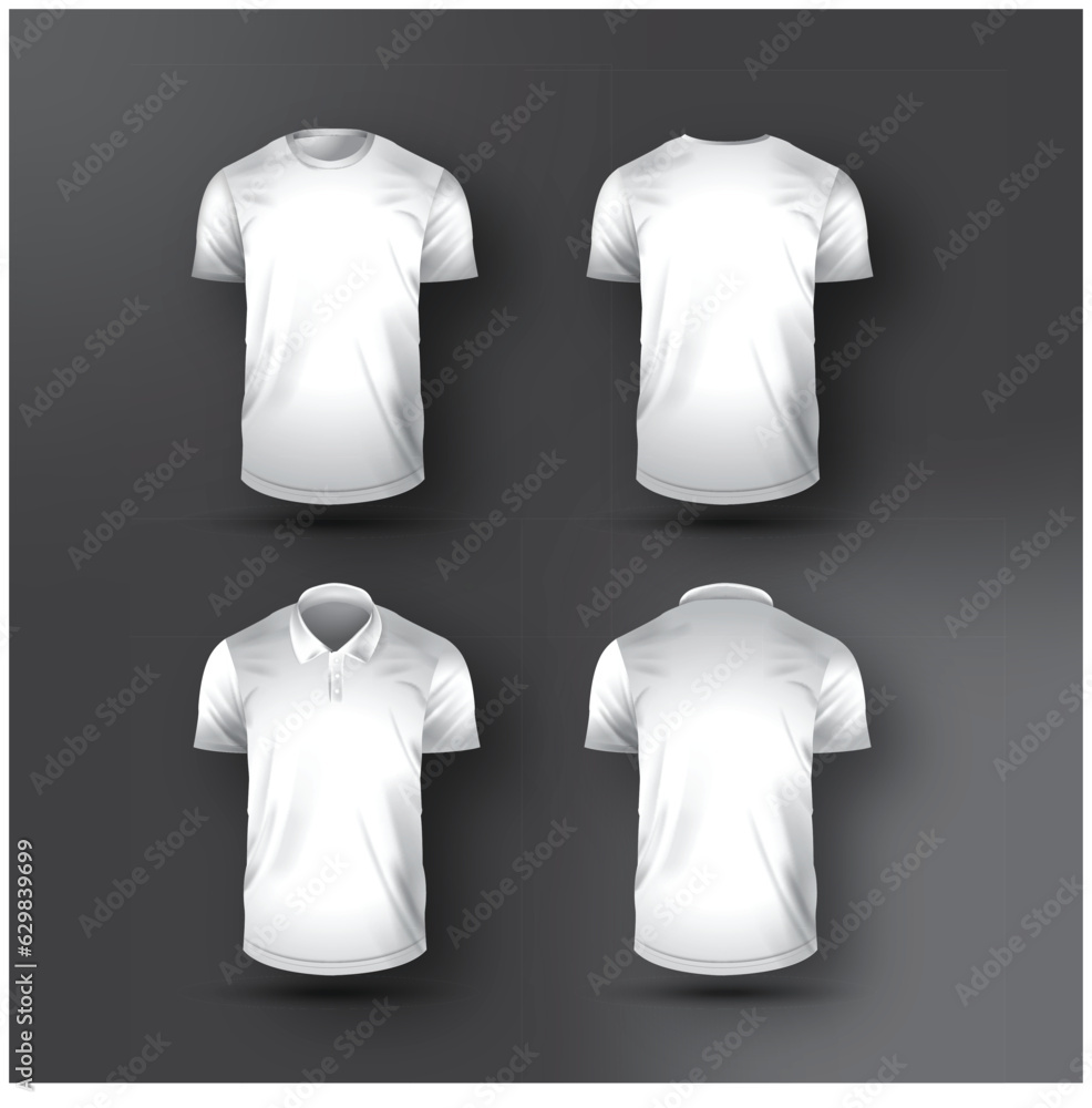 Wall mural vector mockups white shirt and white polo shirt