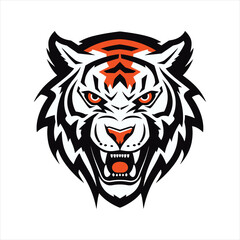 Tiger head simple mascot logo template vector icon illustration design on white background