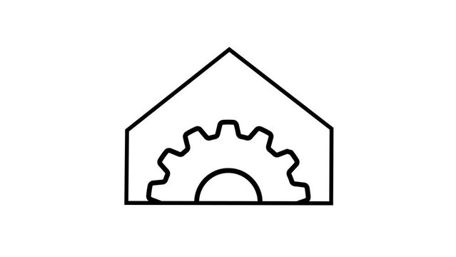 Gear house Concept of Industrial, Home Maintenance, icon Animation on white background. Motion Creative Graphics 