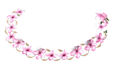 A beautiful Sakura frame adorned with blooming spring flowers, accompanied by gentle falling petals. Ai Generative