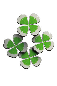 Happy St. Patrick's Day! Celebrate with this vibrant image of green paper shamrocks, spreading luck and Irish cheer. . Ai Generative
