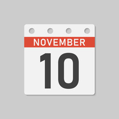 Icon page calendar day - 10 November