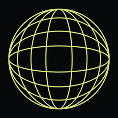 World Globe Vector 3D Globe illustration Black and Yellow Vector Planet Shape Drawing Round Shape Vectors Geography Element