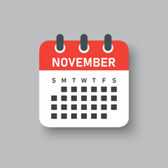 Vector template icon page calendar, month November