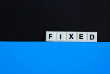 letters of the alphabet with fixed words. fixed concept or fixed price