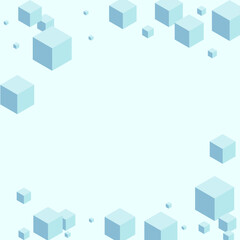 Grey Geometric Background Blue Vector. Cube Template Card. White Cubic Abstract Design. Network Illustration. Sky Blue Solid Box.