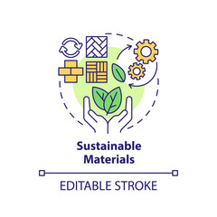 Editable sustainable materials icon concept, isolated vector, sustainable office thin line illustration.