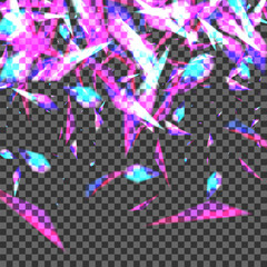 Blur Spark Background Transparent Vector. Bokeh Happy Wallpaper. Pink Special Template. Multicolored Overlay. Confetti Starlight Texture.