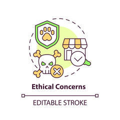 Editable ethical concerns icon concept, isolated vector, sustainable office thin line illustration.