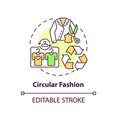 Editable circular fashion icon concept, isolated vector, sustainable office thin line illustration.