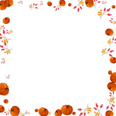 Fototapeta premium Yellow Rowan Background White Vector. Plant Cute. Red Print Illustration. Decorative Template. Burgundy Pumpkin Vintage Frame.