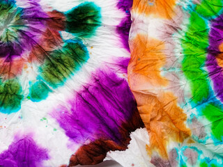 Rainbow Dirty Background. Tye Dye Texture. White