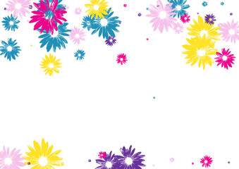 Bright Leaf Background White Vector. Daisy Sweet Print. Green Floral Style. Exotic Design. Pretty Colorful Plant.