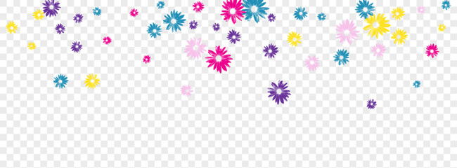 Yellow Flowers Background Transparent Vector. Leaf Holiday Banner. Color Petal Duplicate. Tiny Textile. Beauty Multi-colored Daisy.