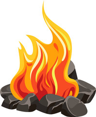 Wood Campfire Bonfire On Stones