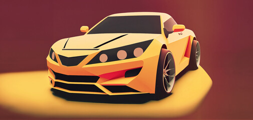 illustrazione con auto sportiva di lusso di colore giallo dalle linee aggressive e contemporanee