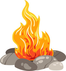 Wood Campfire Bonfire On Stones