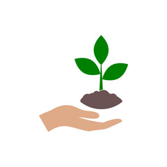 Plant, sprout in a hand icon isolated on transparent background