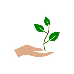 Fototapeta na wymiar Plant, sprout in a hand icon isolated on transparent background
