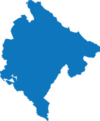 BLUE CMYK color detailed flat stencil map of the European country of MONTENEGRO on transparent background