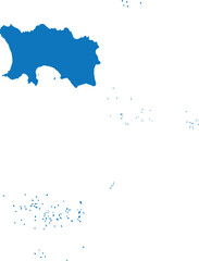 BLUE CMYK color detailed flat stencil map of the European country of JERSEY on transparent background