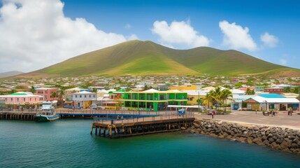 Port Zante in Basseterre town, St. Kitts And Nevis, Generative AI