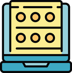 Exam icon outline vector. Online test. Digital school color flat
