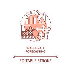 2D editable inaccurate forecasting red thin line icon concept, isolated vector, illustration representing overproduction.