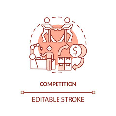 2D editable competition red thin line icon concept, isolated vector, illustration representing overproduction.