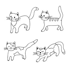 Hand drawn cat clipart. Cute pet doodle set