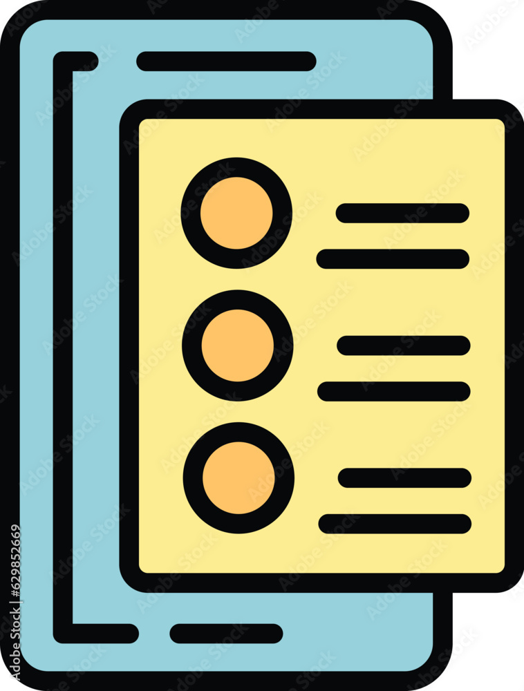 Poster online checklist icon outline vector. school study. exam test color flat
