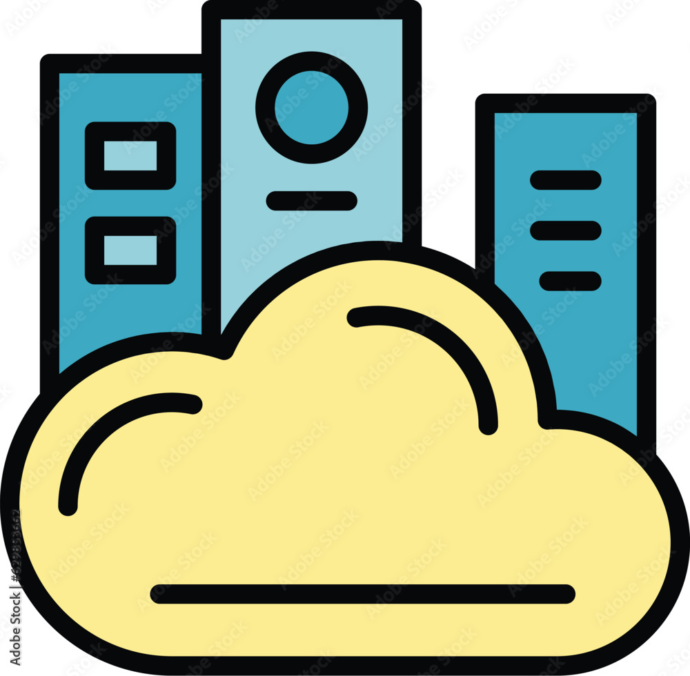 Aufkleber data cloud study icon outline vector. school quiz. computer test color flat
