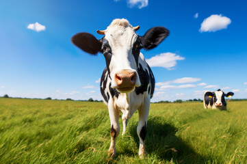Fototapeta na wymiar Ai generated image of perfect cow on a field