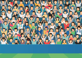 スポーツ観戦　応援する人たちのイラスト
